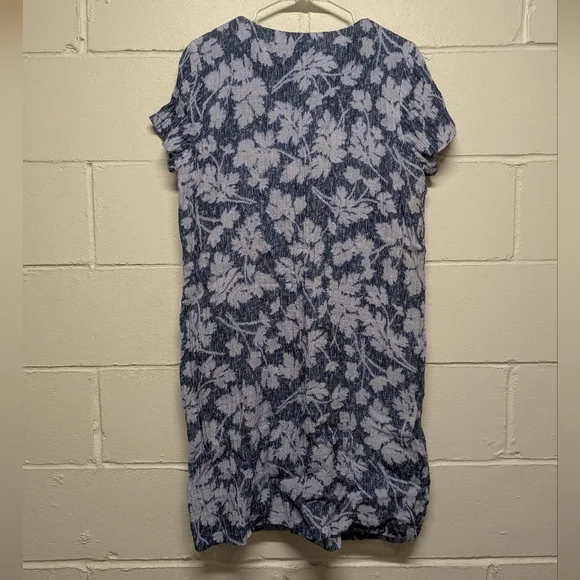 J. Jill Pure Linen Scoop Neck Floral T-Shirt Dress Women's Small - Picture 4 of 10